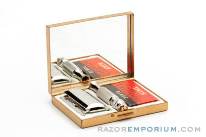 1964 Gillette J1 Travel Tech DE Safety Razor Set