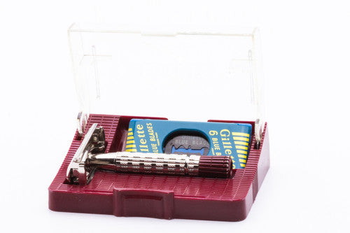 1957 Gillette Heavy Red Tip Double Edge Super Speed with Case C1