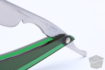 5/8'' Klas Tornblom Faux Frameback | Sleek custom Forest Green Acrylic Straight Razor