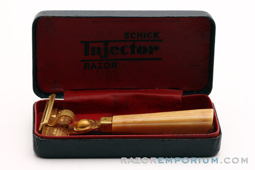 1940's Schick Gold SE Injector Bakelite Handle Set in Black Case