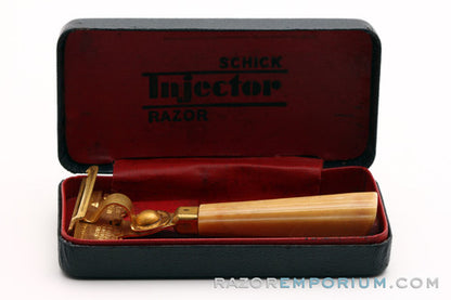 1940's Schick Gold SE Injector Bakelite Handle Set in Black Case