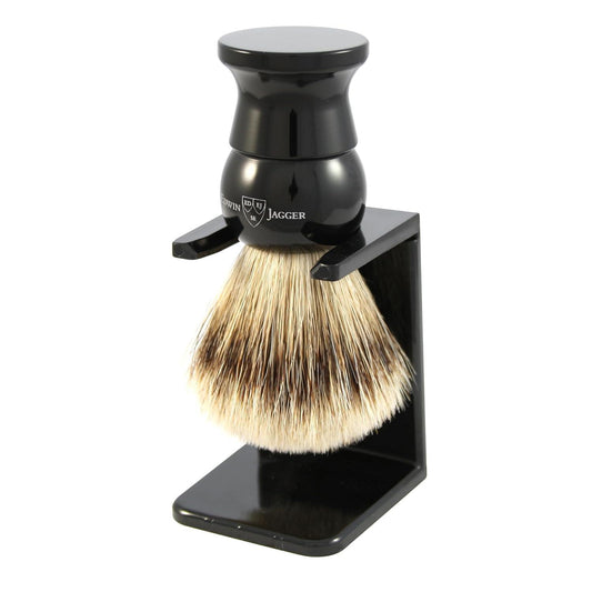 Edwin Jagger | Medium Super Badger Shaving Brush with Stand, Imitation Ebony
