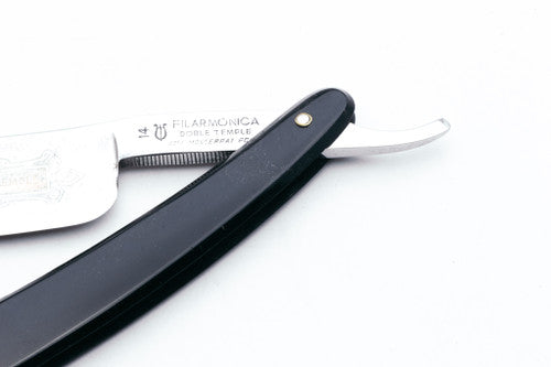 7/8" Filarmonica Doble Temple #14 Straight Razor w/ Coffin and Black/Gold Scales | Spain