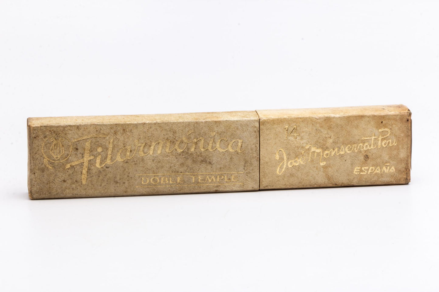 7/8" Filarmonica "Doble Temple" #14 Cream/Red Straight Razor w/ Coffin | Spain