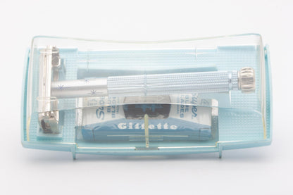 1964 J1 Gillette Blue Star Lady Gillette DE Safety Razor Set | Original Condition