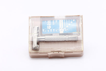 1953 B3 Gillette Regular Flare Tip Super Speed Safety Razor Set With Case and Advertisement