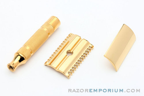 1930's Gillette NEW Long Comb Somerset Travel DE Razor Set 24K Gold Revamp