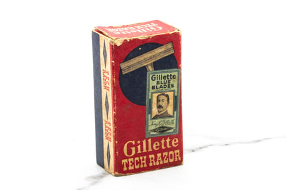 1966 L2 Gillette Ball End Tech Double Edge Safety Razor Set With Original Red Cardboard Box | Original Condition