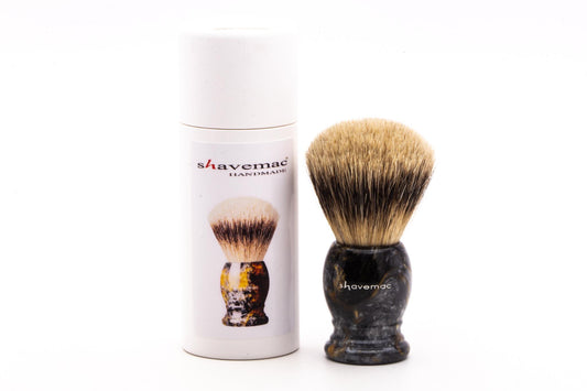 Shavemac |  Silvertip Badger Shave Brush With Slate & Gold Marbled Handle